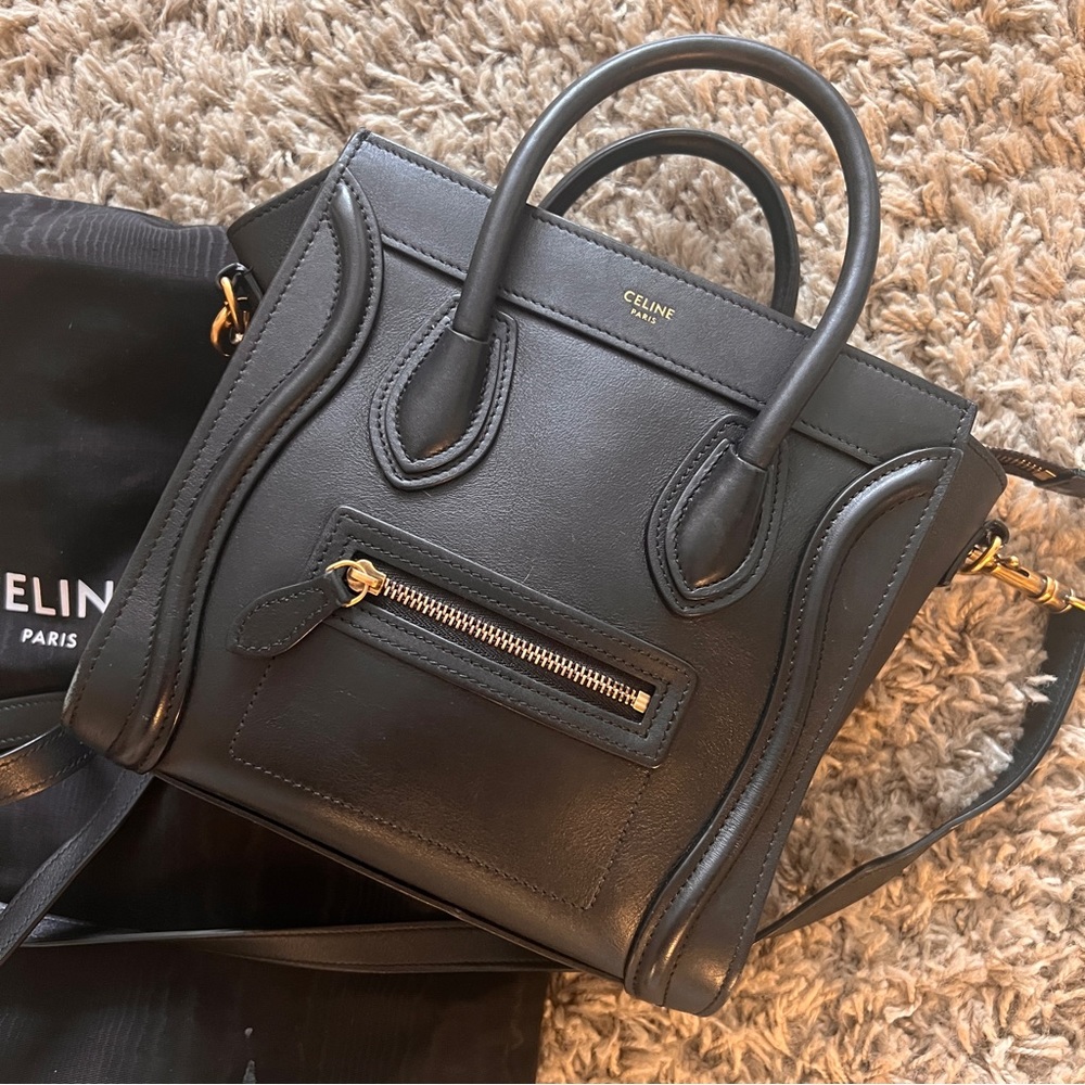 CELINE Smooth Calfskin Nano Luggage Black-like New!Original w/tags!iconic bag!